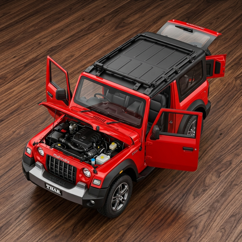 Mahindra Thar 1:24 Die-Cast Metal Model Toy Car – Red