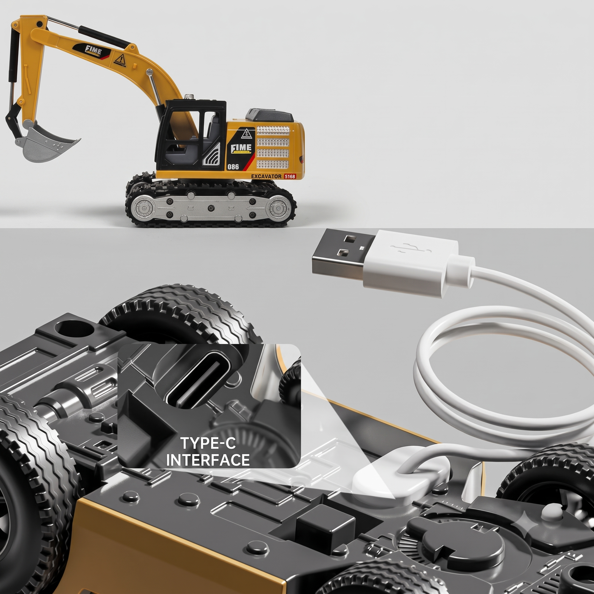 Mini RC Excavator with Remote 1:64 Scale