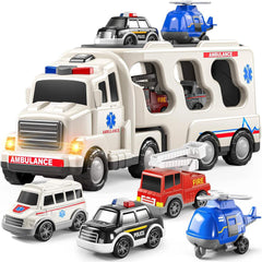 BIG CARRIER TRUCKS WITH SMALL CARS || WHITE AMBULANCE