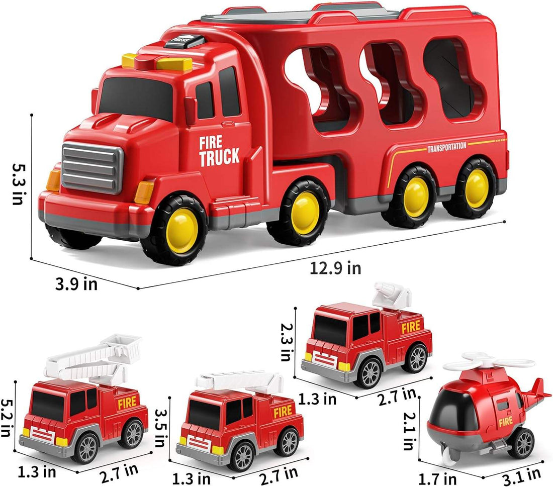 BIG CARRIER TRUCKS WITH SMALL CARS || RED FIREBRICATE
